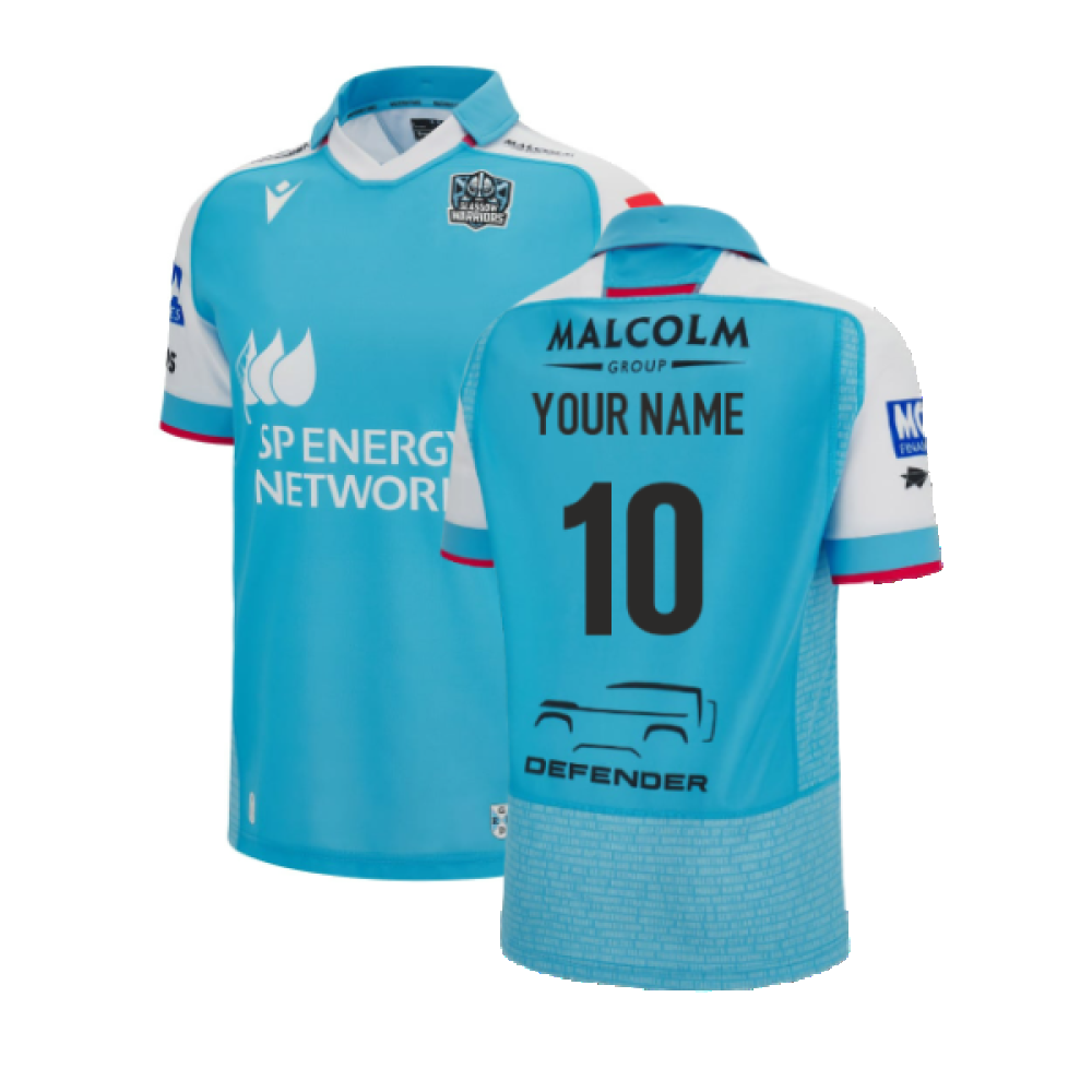 2023-2024 Glasgow Warriors Away Rugby Shirt (Your Name) Product - Hero Shirts Macron   