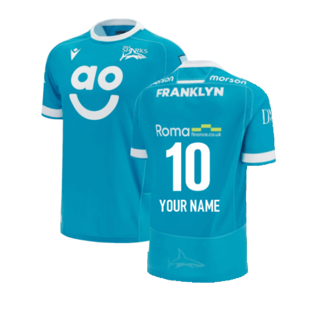 2023-2024 Sale Sharks Rugby Away Shirt (Your Name) Product - Hero Shirts Macron   