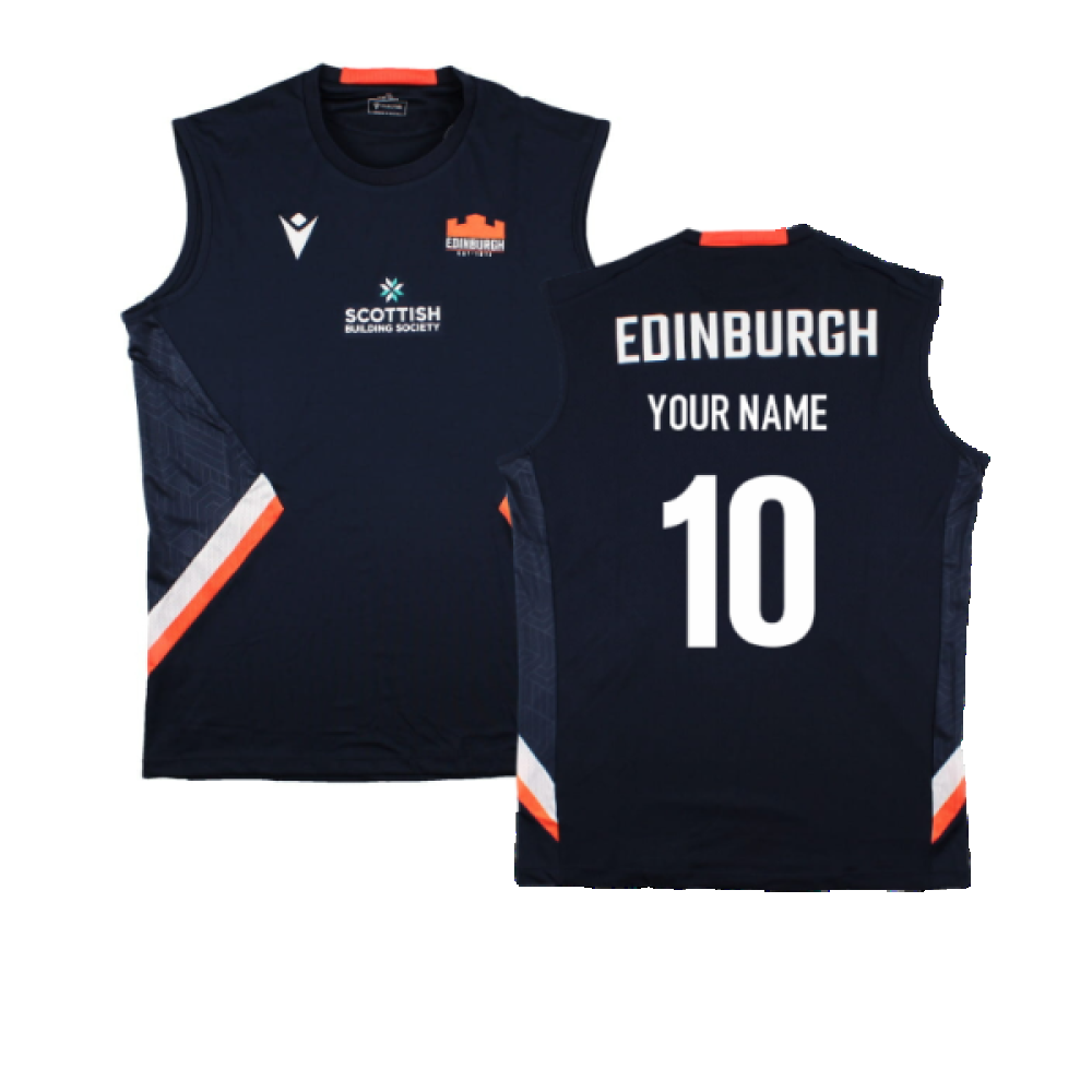2023-2024 Edinburgh Rugby Training Vest (Navy) (Your Name) Product - Hero Shirts Macron   