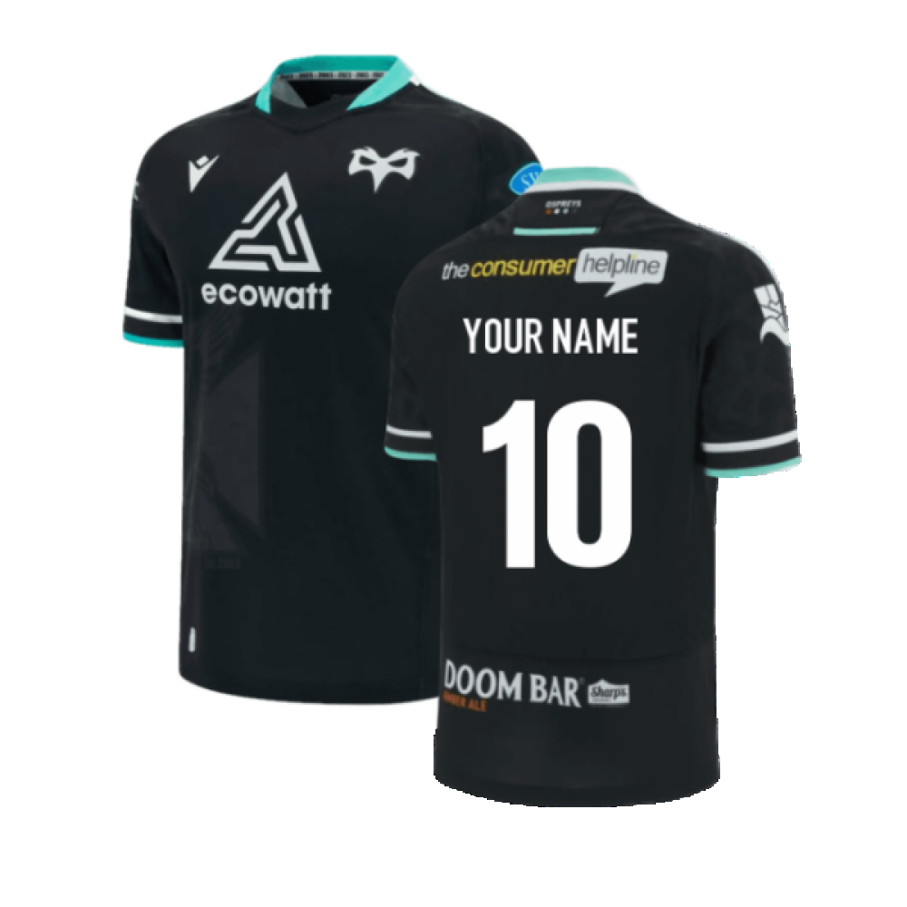 2023-2024 Ospreys Rugby Home Poly Replica Shirt (Your Name) Product - Hero Shirts Macron   