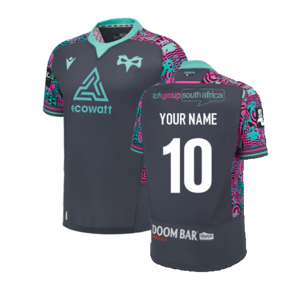 2023-2024 Ospreys Rugby Euro Poly Replica Shirt (Your Name) Product - Hero Shirts Macron   