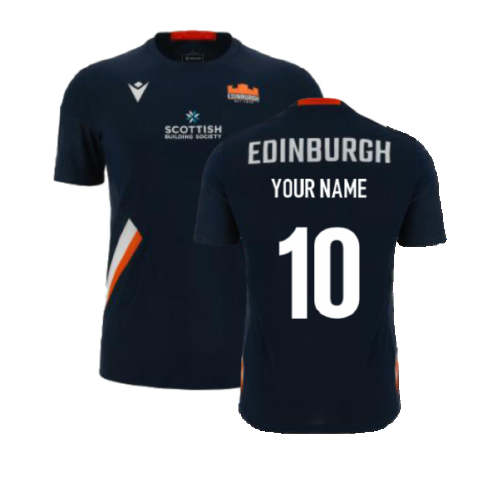 2023-2024 Edinburgh Rugby Training Player Shirt (Navy) (Your Name) Product - Hero Shirts Macron   