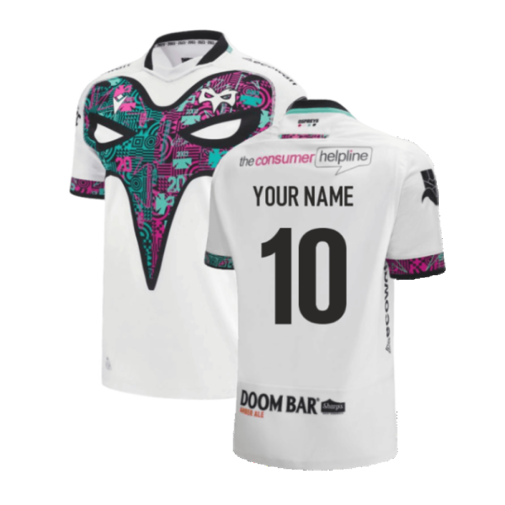 2023-2024 Ospreys Rugby Alternate Poly Replica Shirt (Your Name) Product - Hero Shirts Macron   