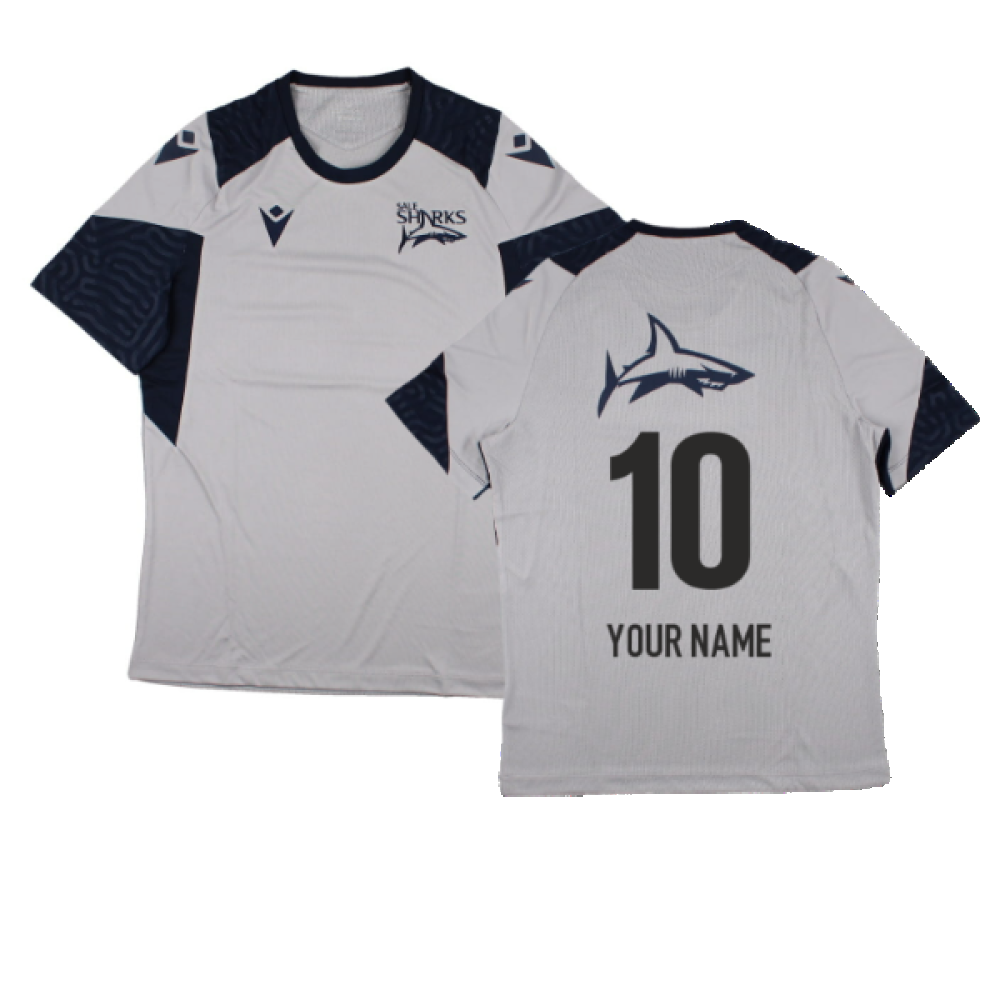 2023-2024 Sale Sharks Players Training Poly Shirt (Grey) (Your Name) Product - Hero Shirts Macron   