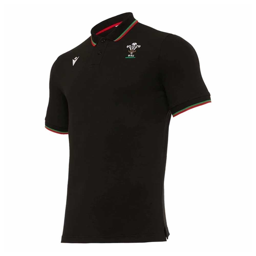 2020-2021 Wales Travel Tech Polo Shirt (Black) Product - Polo Shirts Macron   