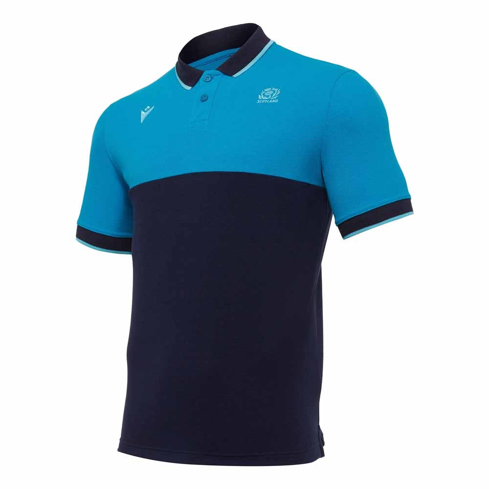2020-2021 Scotland Leisure Stripe Polycotton Polo Shirt (Teal) Product - Polo Shirts Macron   