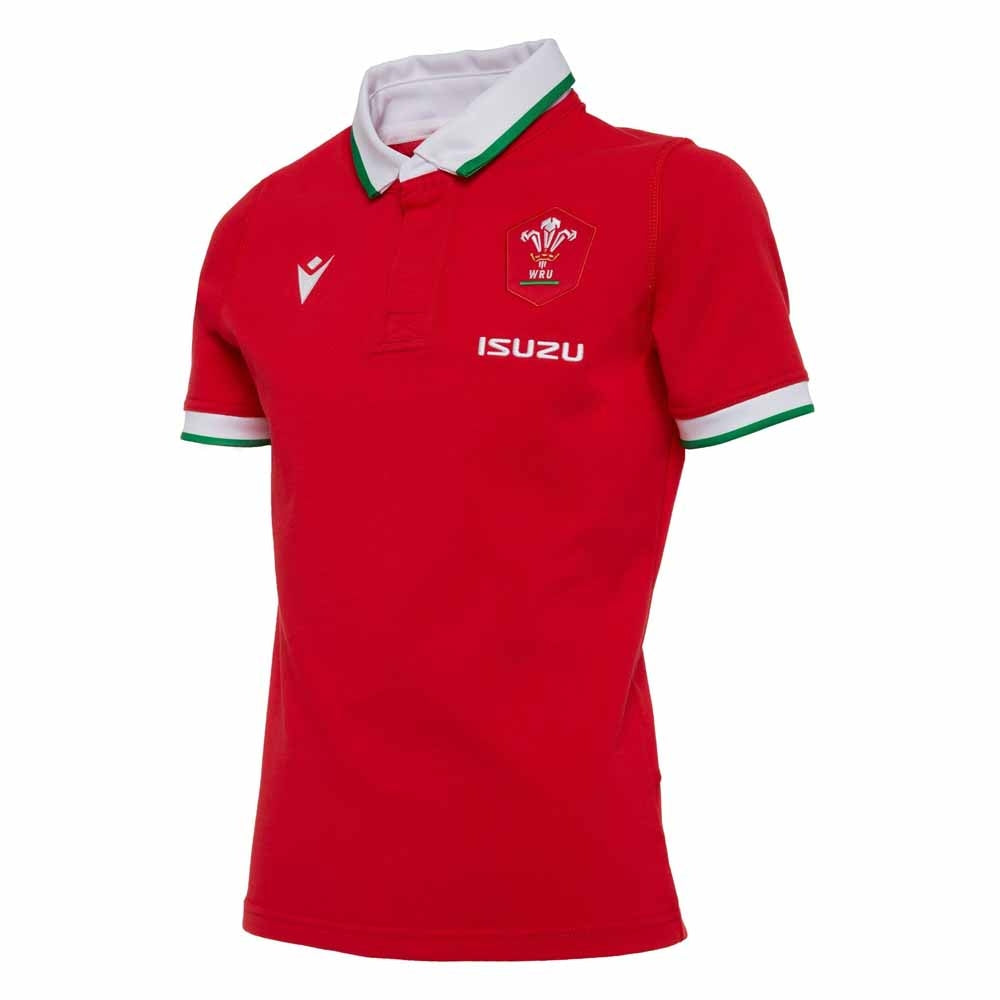 2020-2021 Wales Home SS Cotton Rugby Shirt (Kids) Product - Football Shirts Macron   