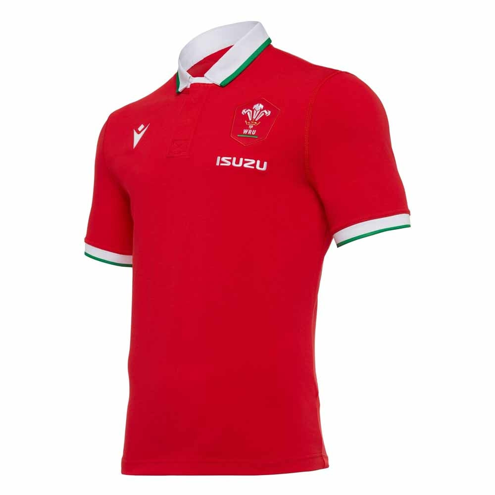 2020-2021 Wales Home SS Cotton Rugby Shirt Product - Football Shirts Macron   