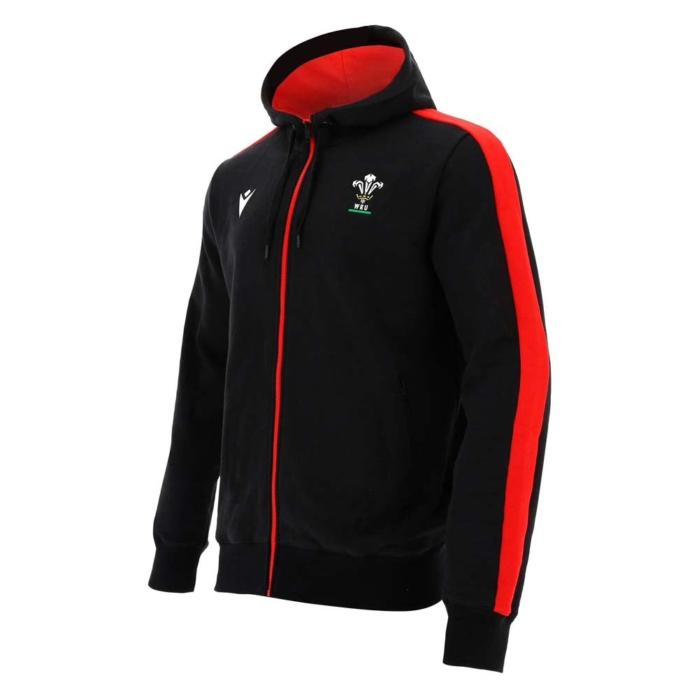 2020-2021 Wales Full Zip Cotton Hooded Sweatshirt (Black) Product - Sweat Tops Macron   