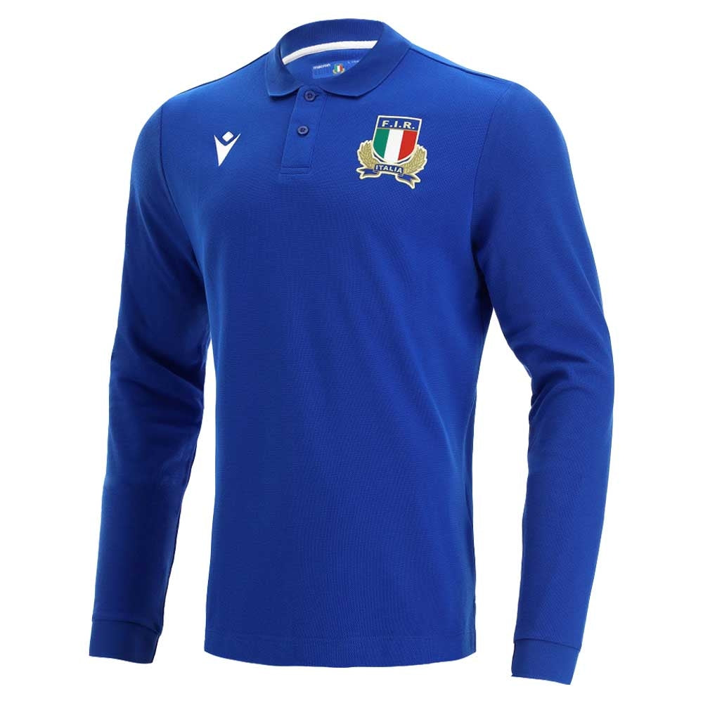 2021-2022 Italy Home LS Cotton Rugby Shirt Product - Football Shirts Macron   