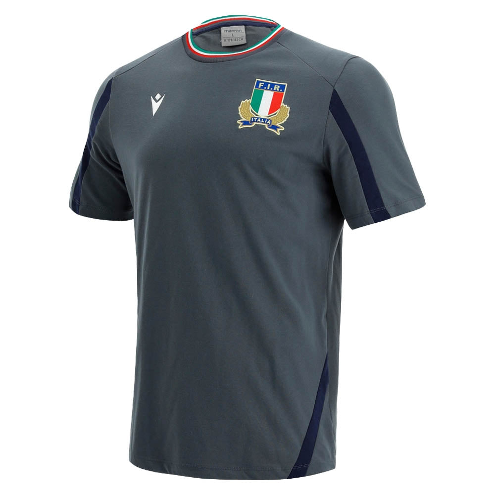 2021-2022 Italy Rugby Player Cotton Poly T-Shirt Product - Football Shirts Macron   