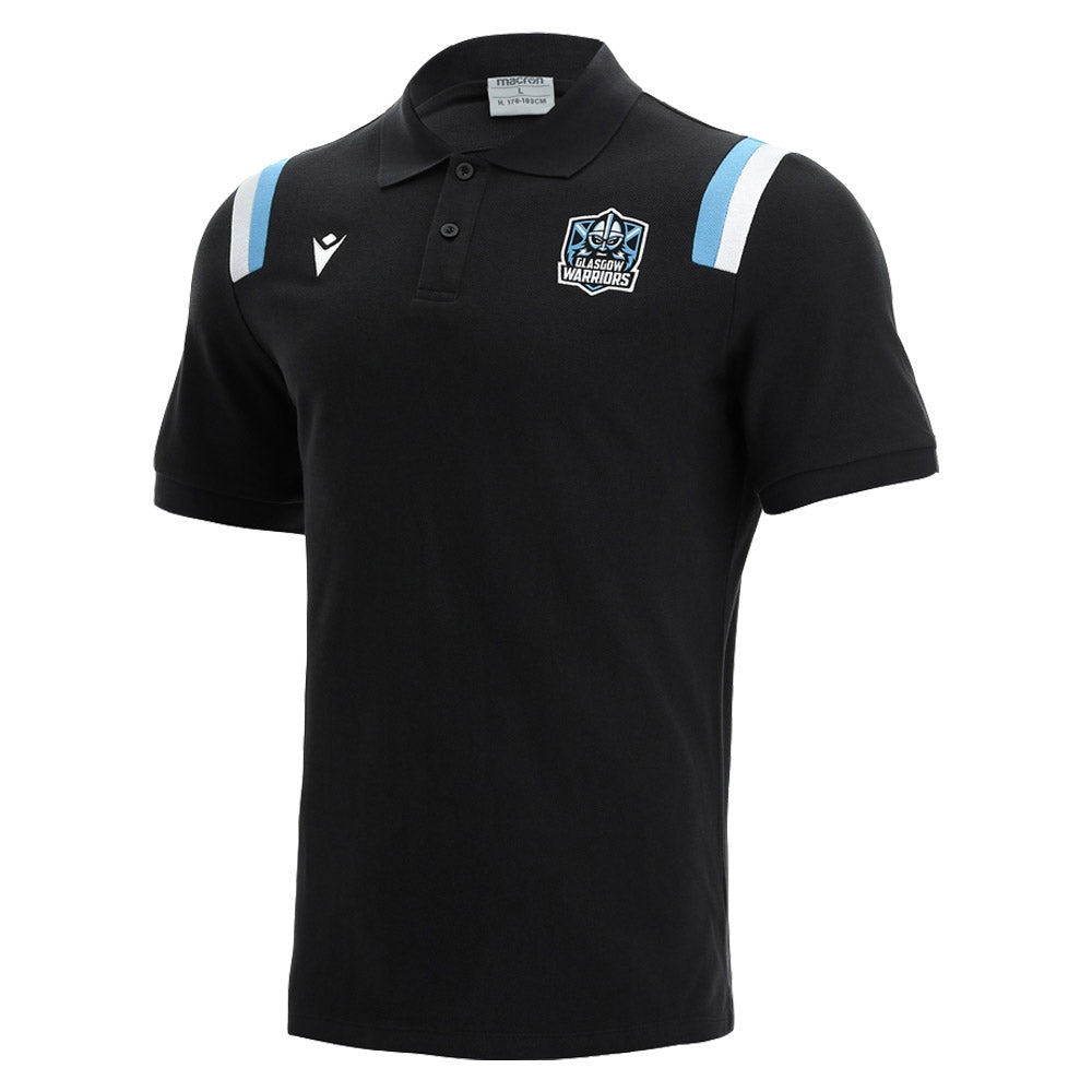 2021-2022 Glasgow Warriors Travel Cotton Polo Shirt (Black) Product - Football Shirts Macron   