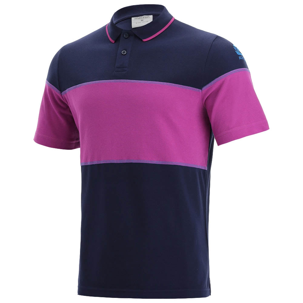 2021-2022 Scotland Leisure Polycotton Polo Shirt (Navy-Purple) Product - Football Shirts Macron   