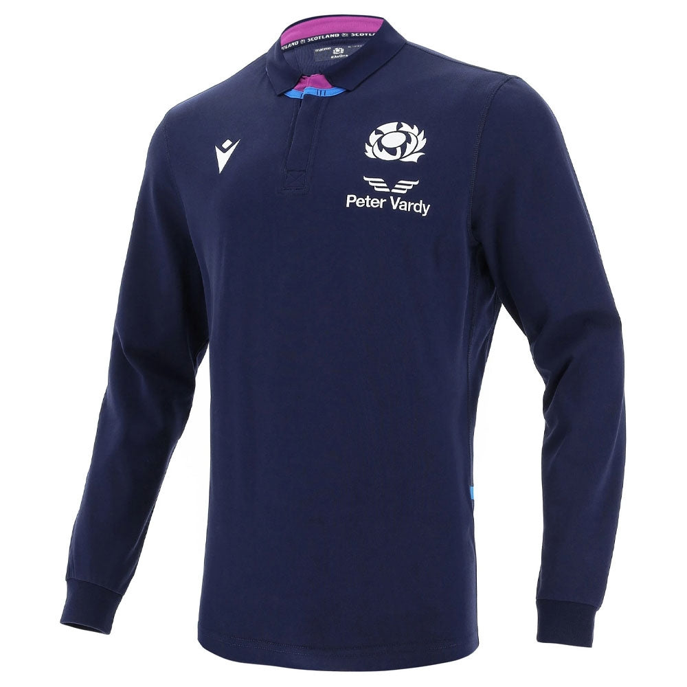 2021-2022 Scotland LS Home Cotton Rugby Shirt (Kids) Product - Football Shirts Macron   