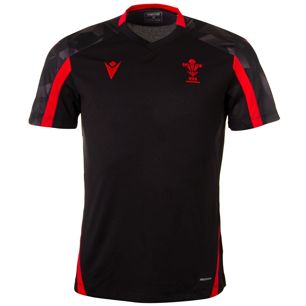 2021-2022 Wales Poly Gym Tee (Black) Product - Training Shirts Macron   