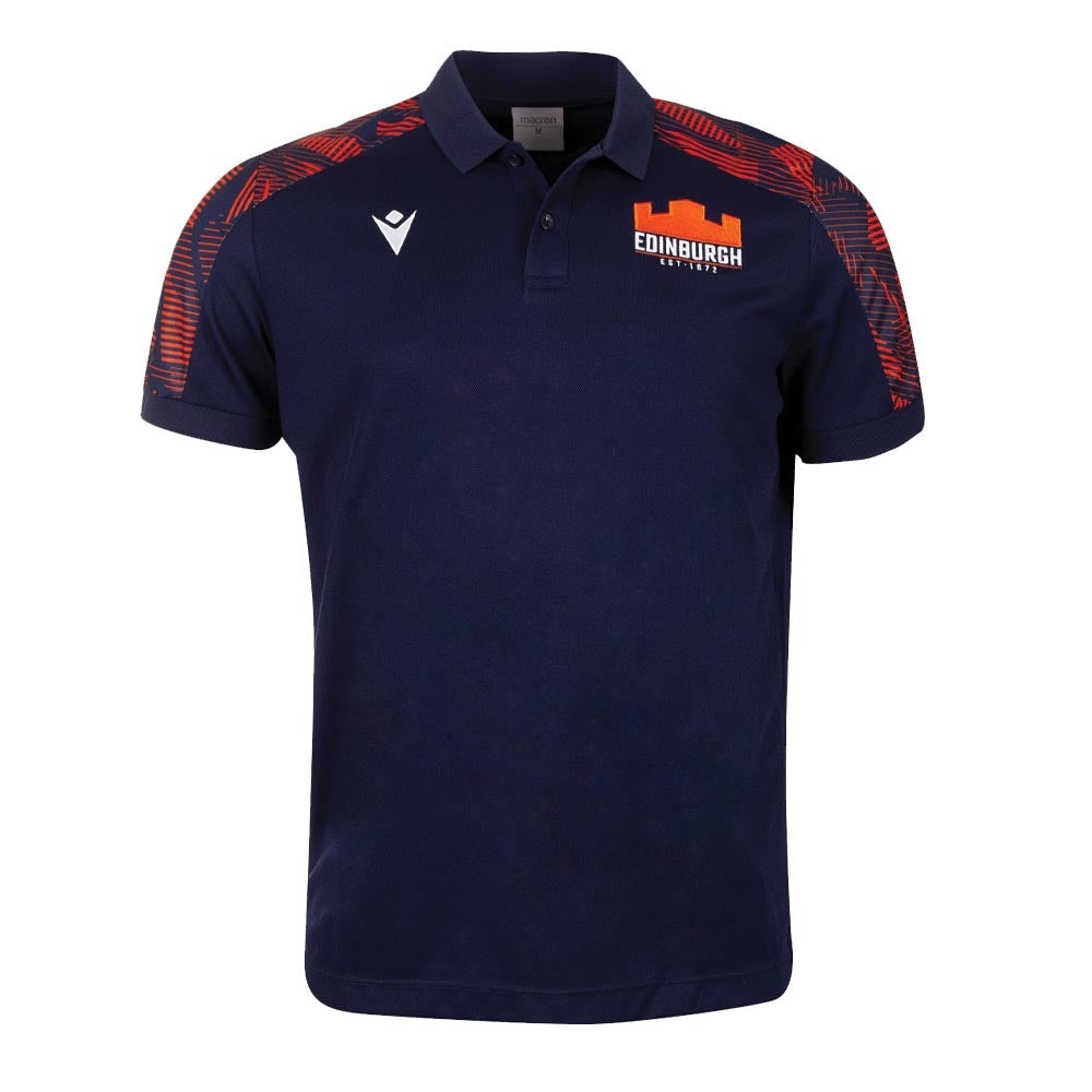 2022-2023 Edinburgh Rugby Travel Poly Polo Shirt (Navy) Product - Polo Shirts Macron   
