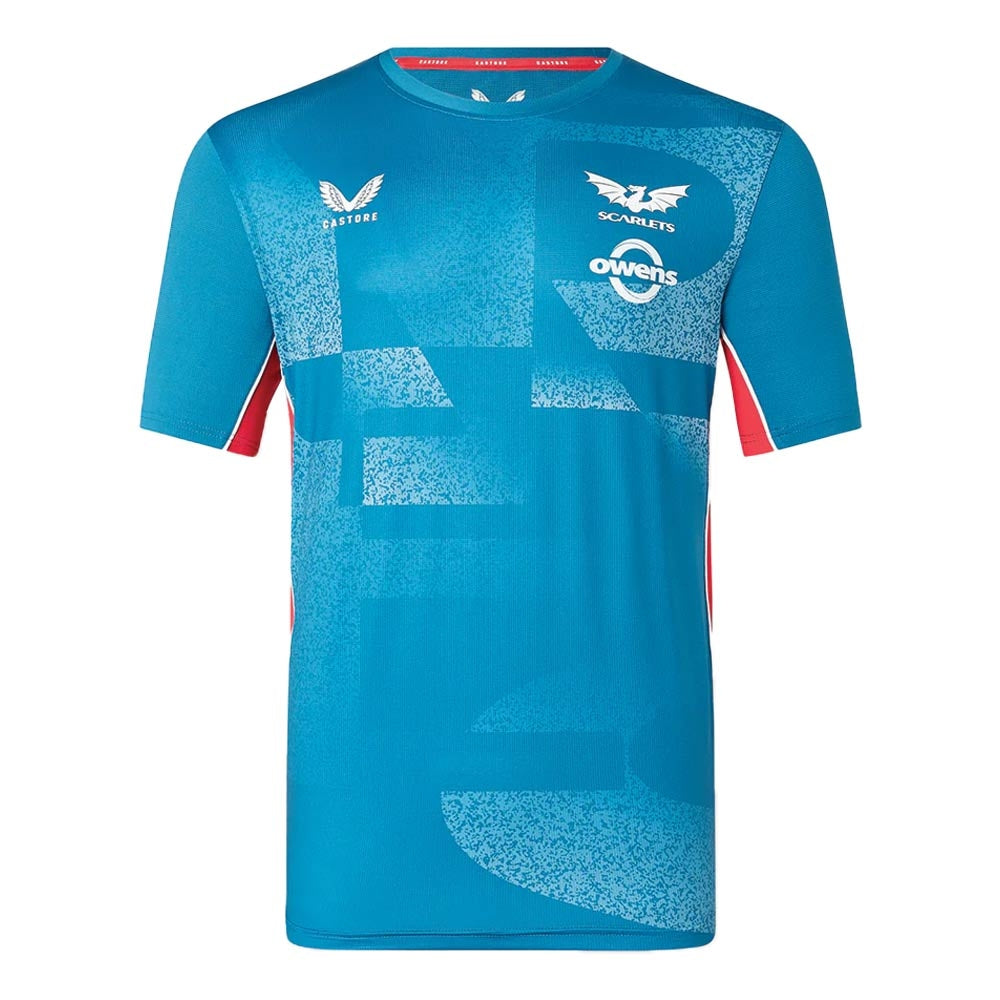2022-2023 Scarlets Training Tee (Blue) Product - Training Shirts Castore   