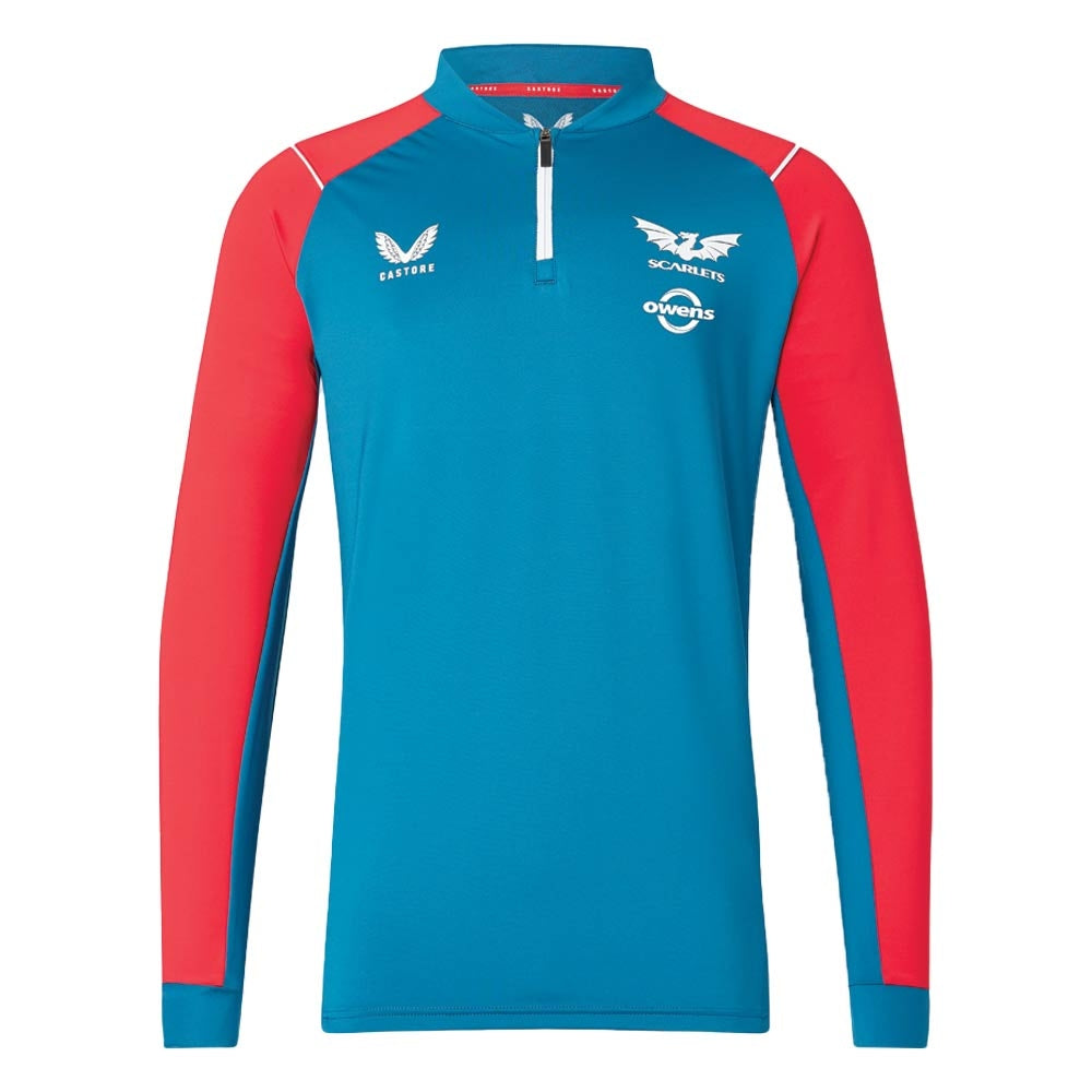 2022-2023 Scarlets Quarter Zip Midlayer (Blue) Product - Training Tops Castore   