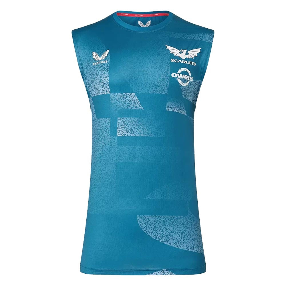 2022-2023 Scarlets Training Vest (Blue) Product - Sleeveless Castore   