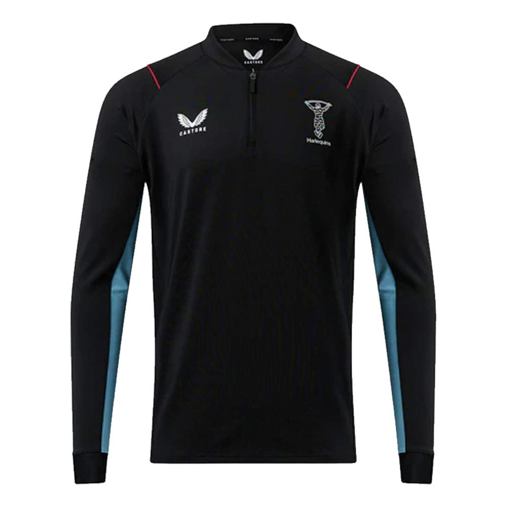 2022-2023 Harlequins Player Training Quarter Zip (Black) Product - Training Tops Castore   