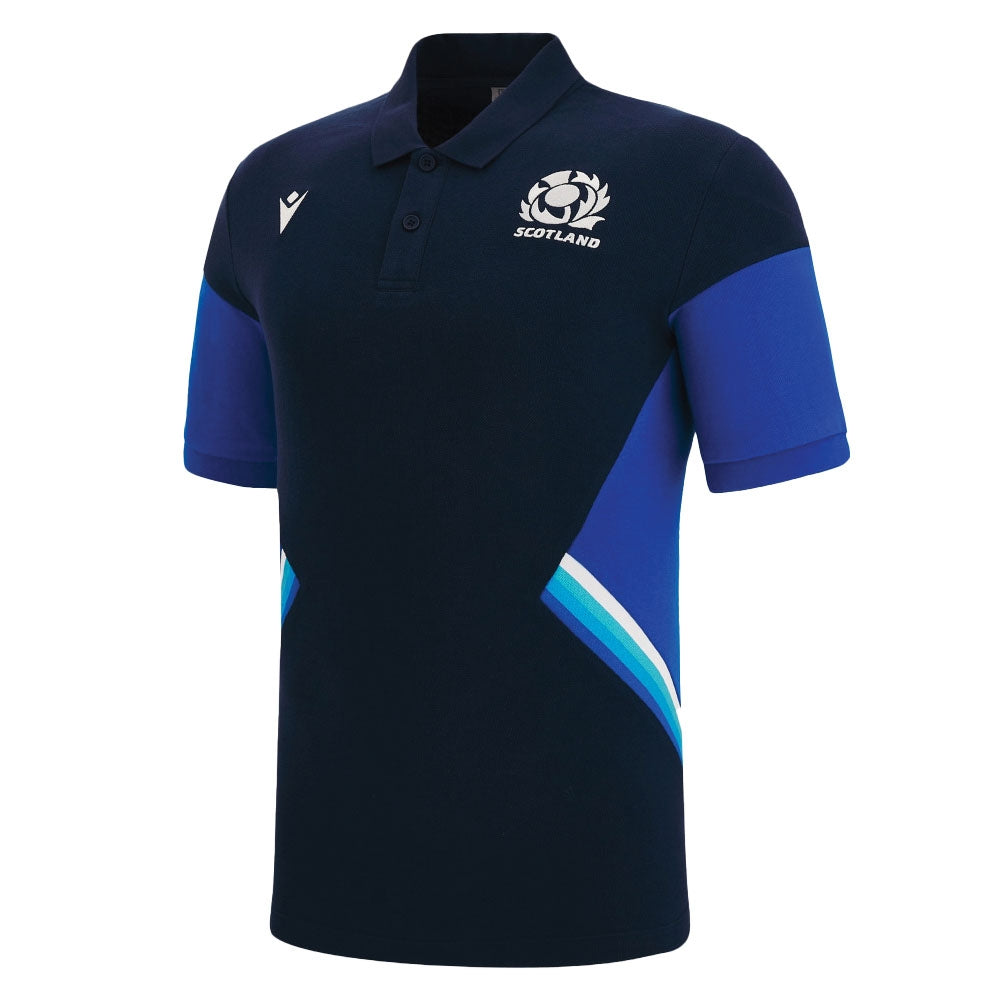 2022-2023 Scotland Travel Polycotton Polo Shirt (Navy) Product - Polo Shirts Macron   
