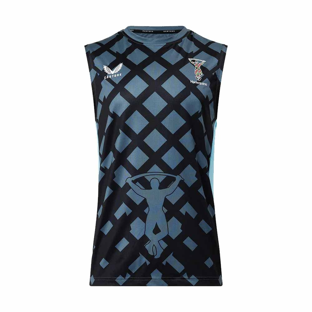 2022-2023 Harlequins Training Vest (Dark Slate) Product - Sleeveless Castore   