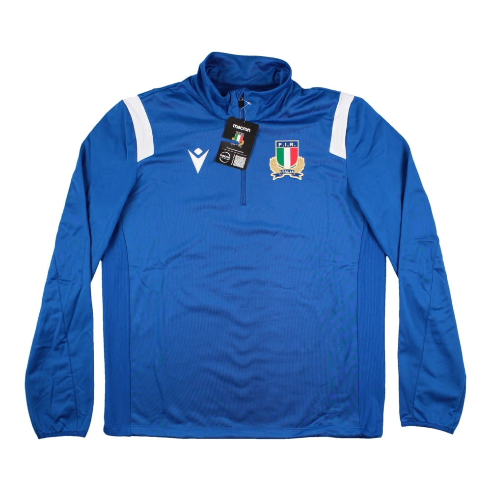 2022-2023 Italy Rugby Half Zip Training Top (Blue) Product - Training Tops Macron   
