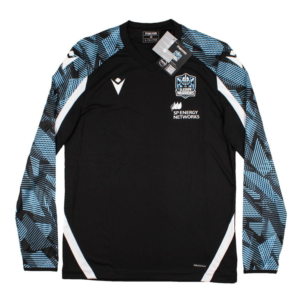 2022-2023 Glasgow Warriors LS Poly Gym T-Shirt (Black) Product - Training Shirts Macron   