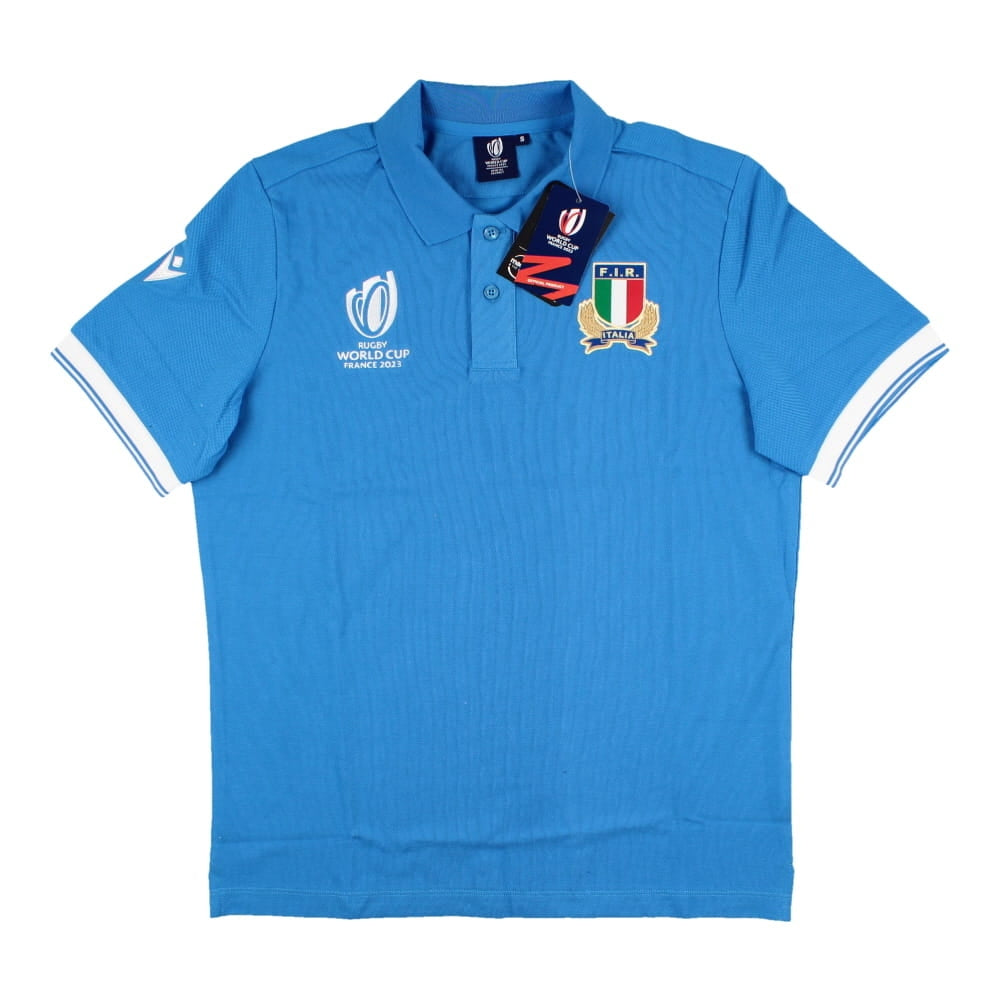 2023 Italy RWC Country Cottonpoly Polo Shirt (Blue) Product - Polo Shirts Macron   