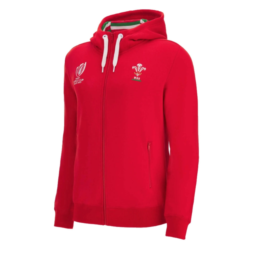 Wales RWC 2023 Full Zip Cotton Hooded Sweatshirt (Red) Product - Hoodies Macron   