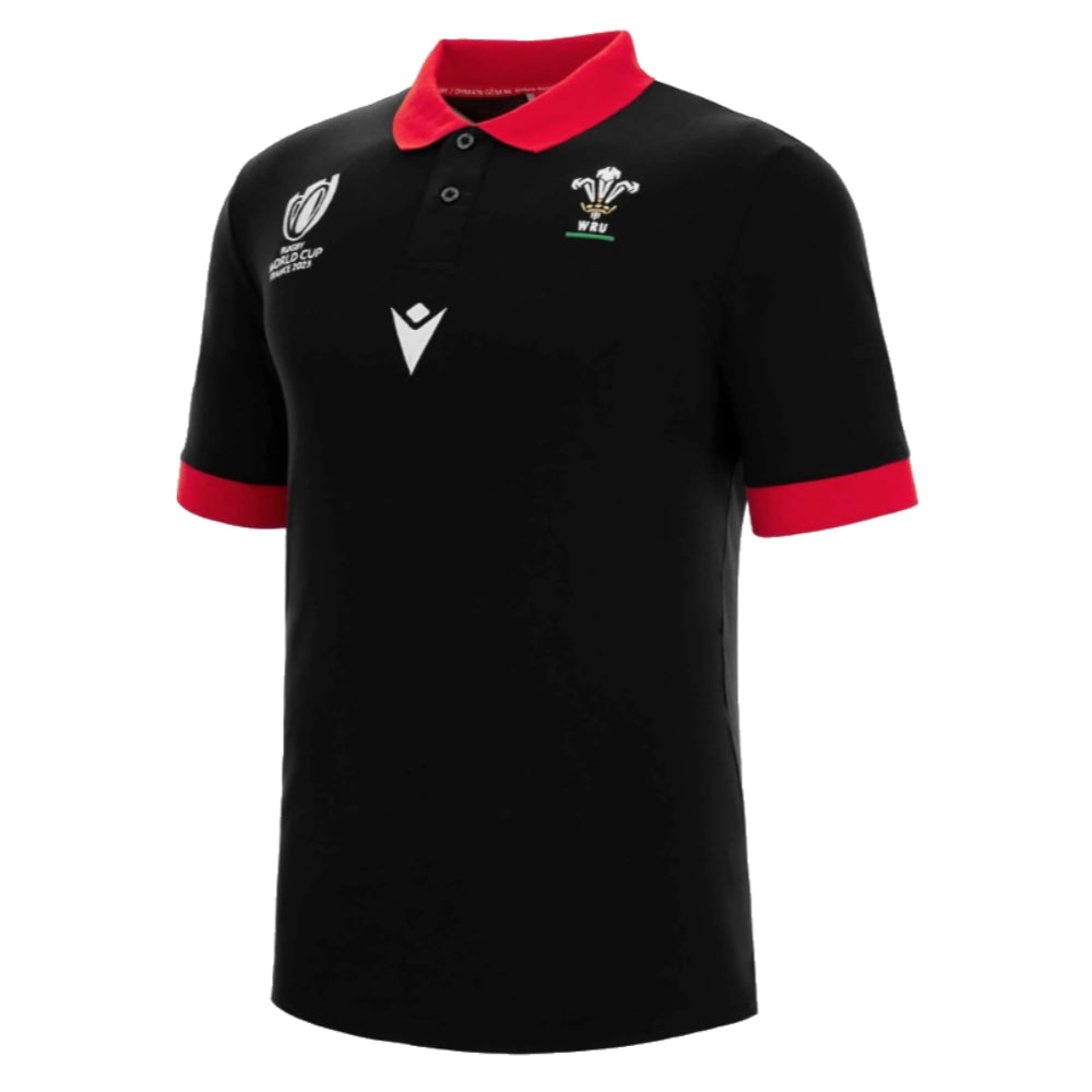 Wales 2023 RWC Rugby Cottonpoly Polo Shirt (Black) Product - Polo Shirts Macron   