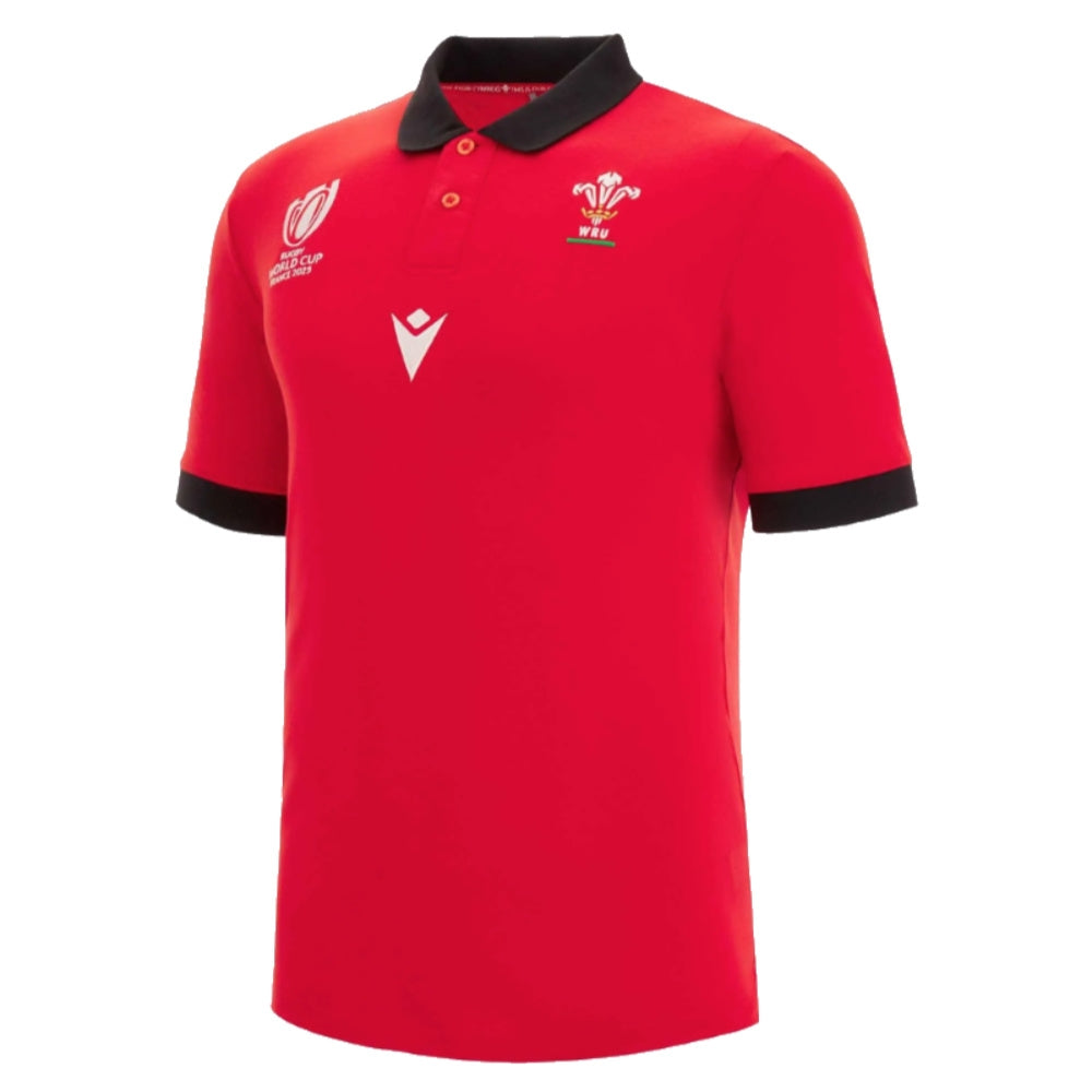 Wales 2023 RWC Rugby Cottonpoly Polo Shirt (Red) Product - Polo Shirts Macron   