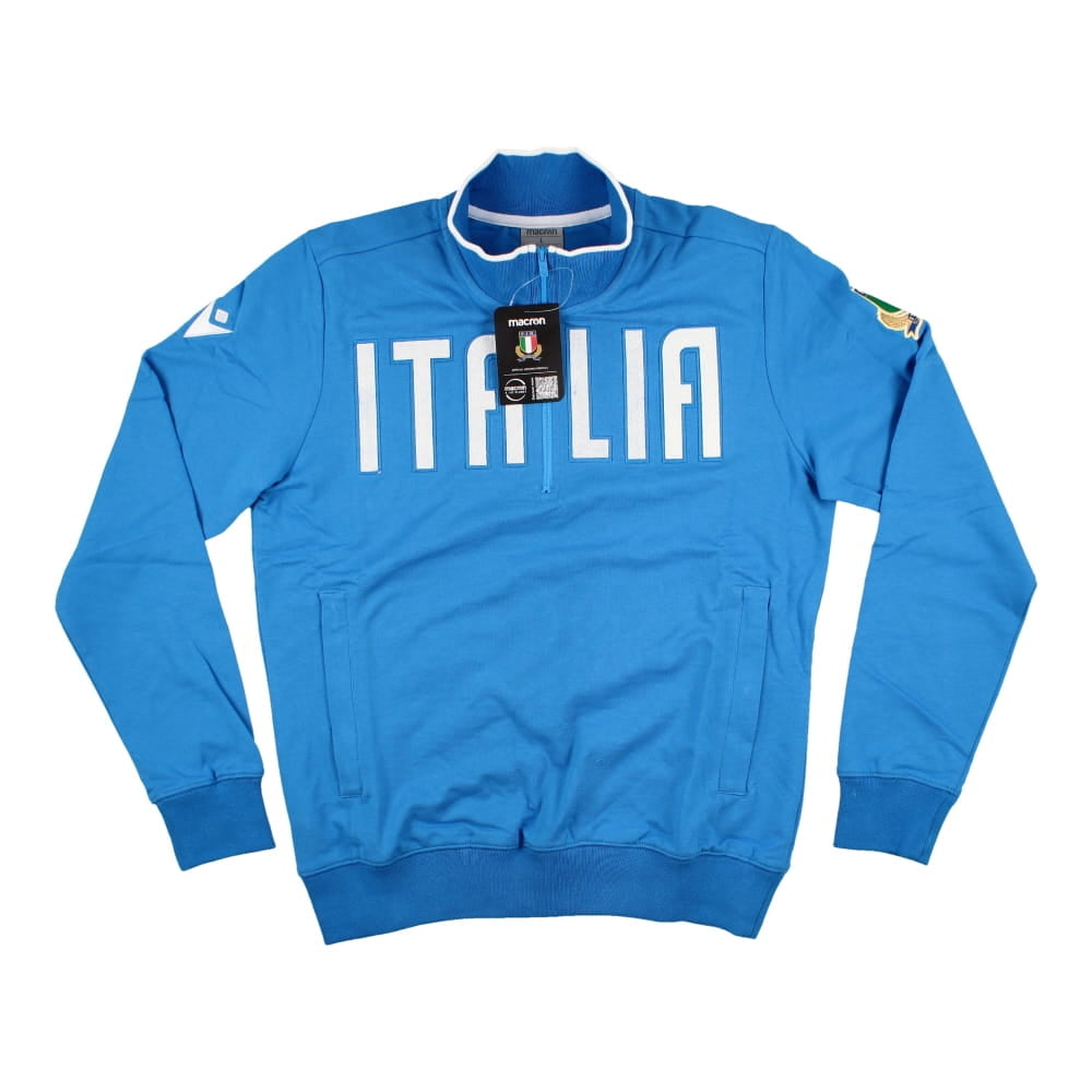 2022-2023 Italy Rugby Full Zip Cotton Jacket (Blue) Product - Jackets Macron   