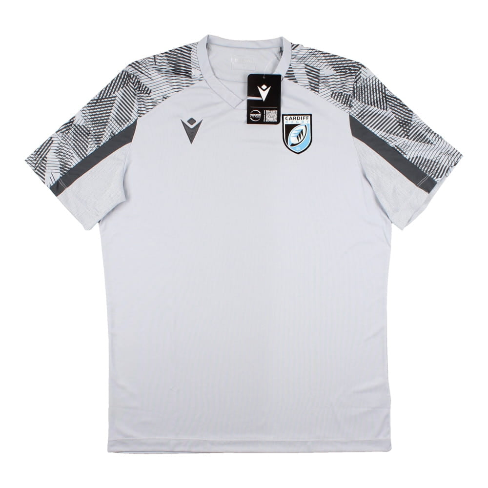 2022-2023 Cardiff Rugby Training Poly Dry Shirt (Grey) Product - Training Shirts Macron   