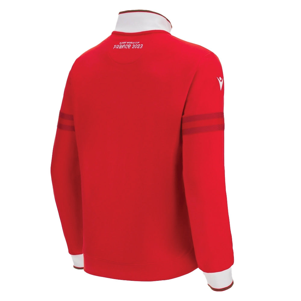 Wales 2023 RWC Rugby Full Zip Cotton Sweatshirt (Red) Product - Sweat Tops Macron   