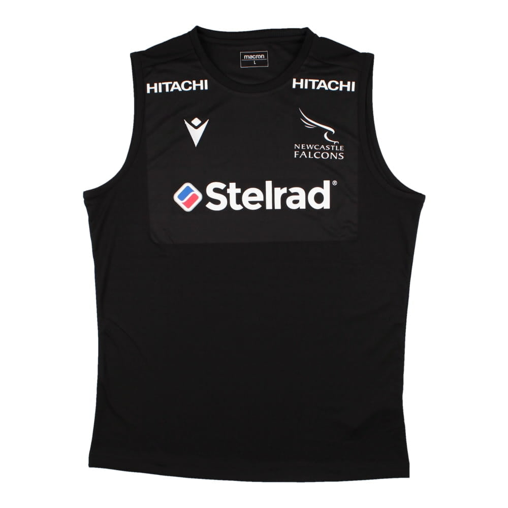 2022-2023 Newcastle Falcons Sleeveless Training Shirt (Black) Product - Sleeveless Macron   