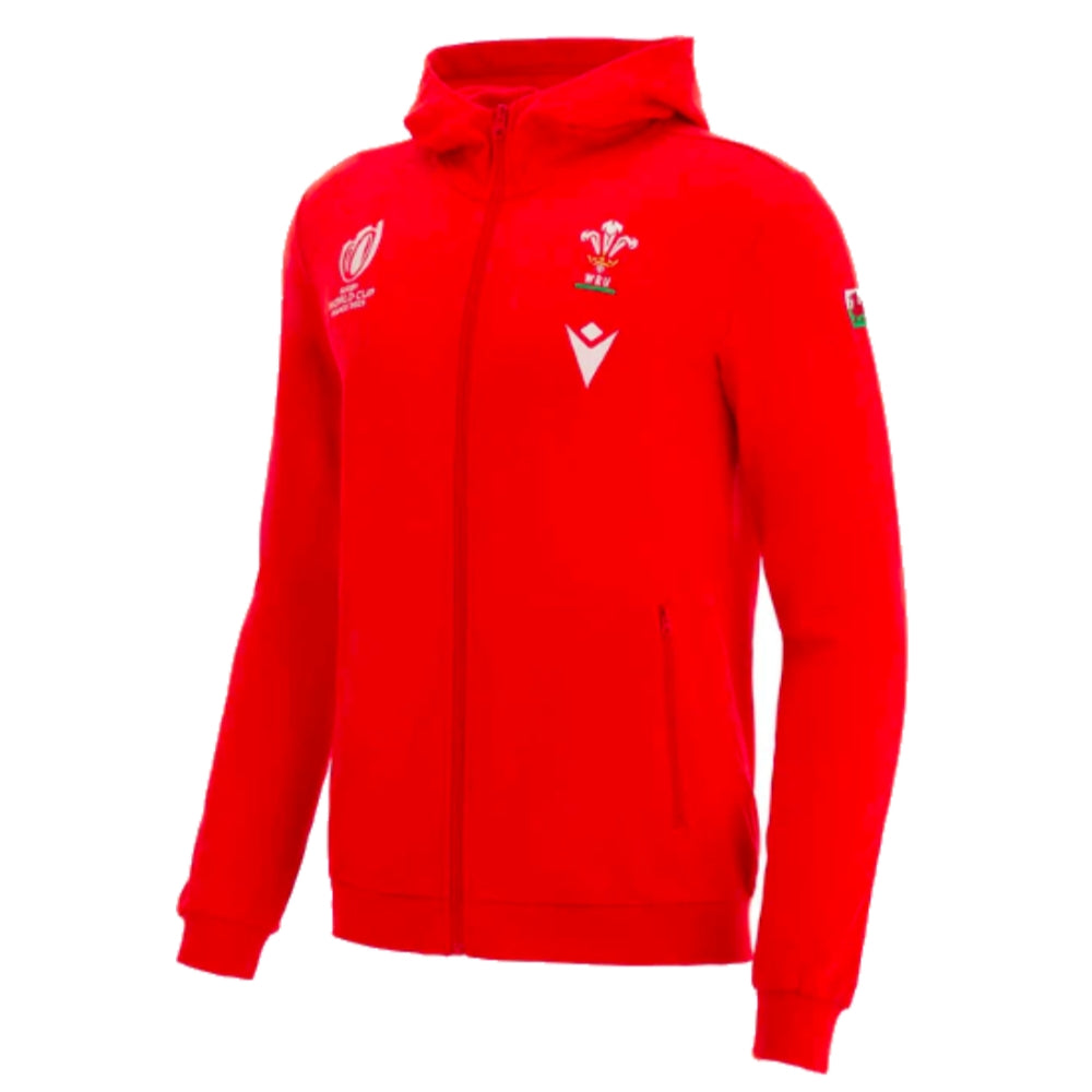 2023 Wales Rugby x RWC Full Zip Hoody (Red) Product - Hoodies Macron   