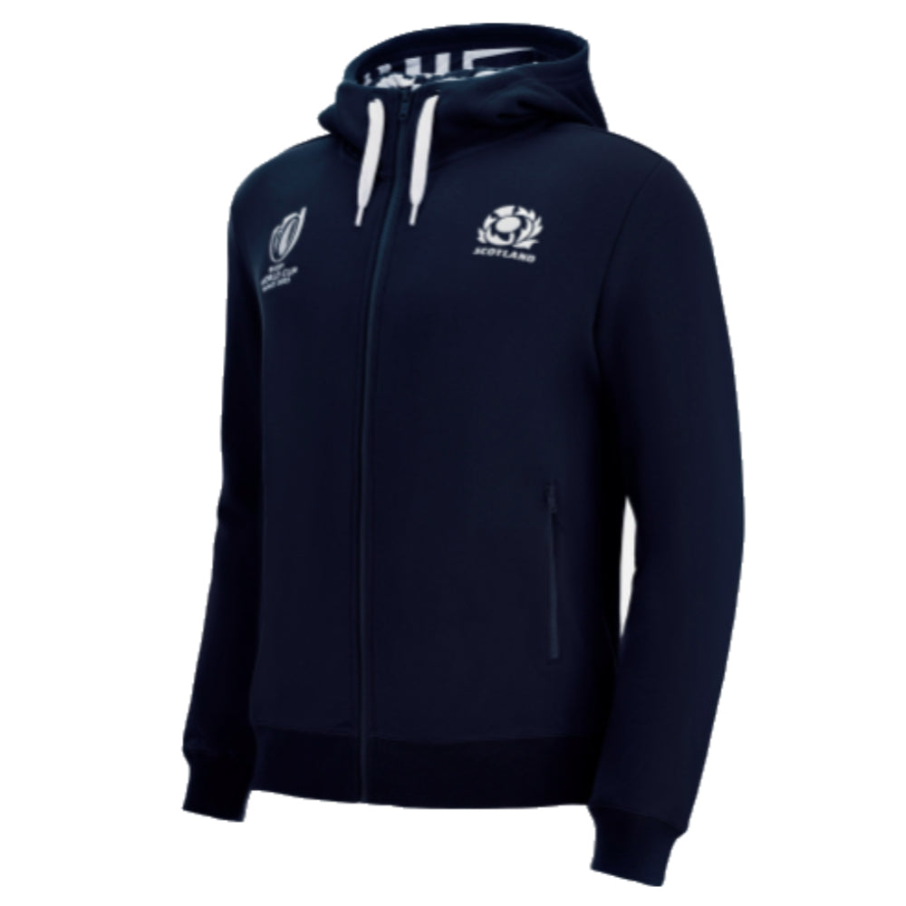 2023 Scotland Rugby Full Zip Hooded Sweatshirt (Navy) Product - Hoodies Macron   