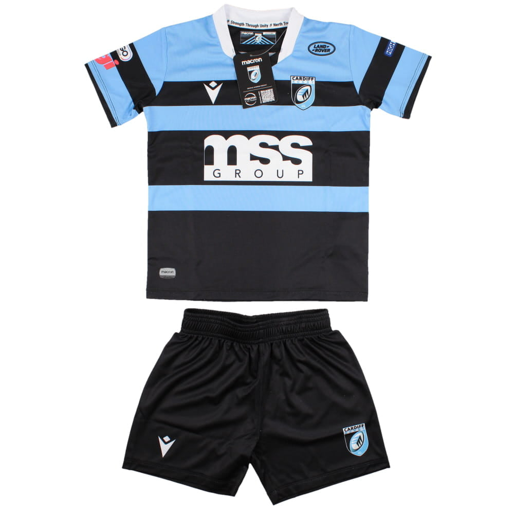 2022-2023 Cardiff Blues Home Rugby Mini Kit Product - Football Shirts Macron   