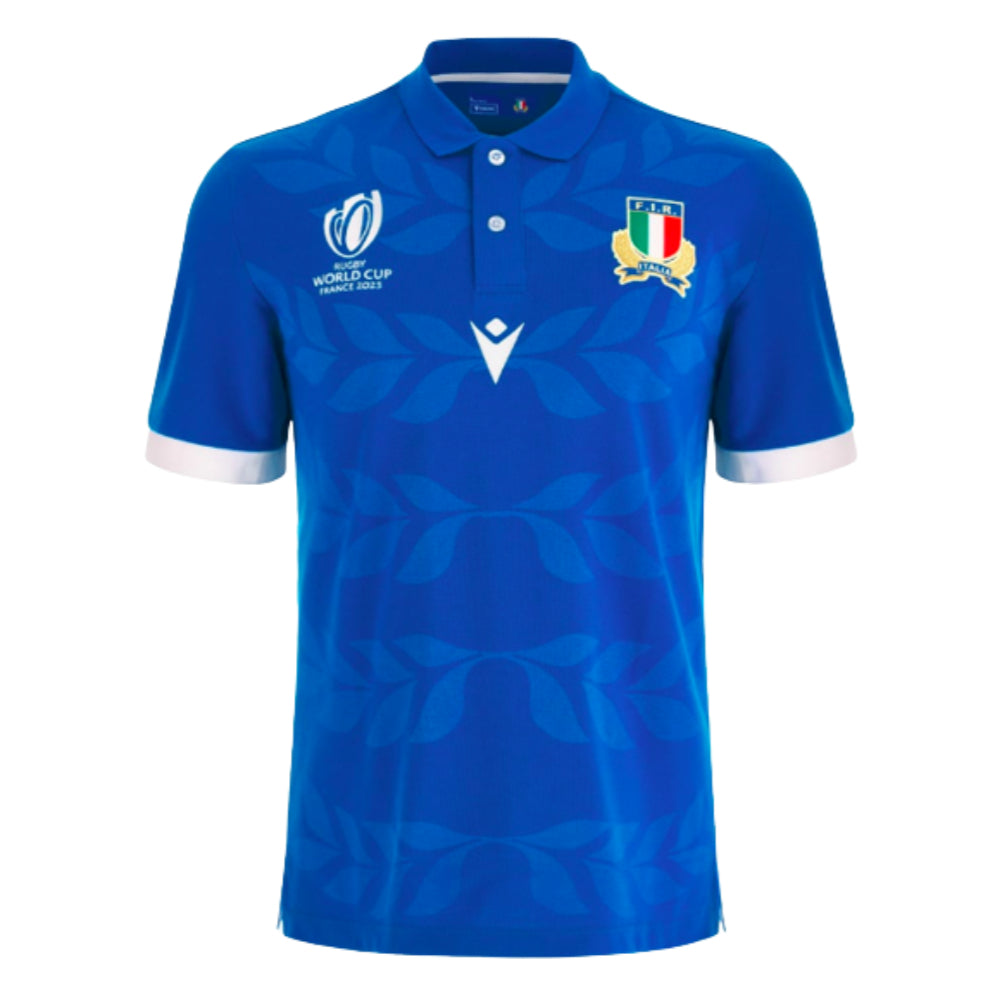 Italy RWC 2023 Home Cotton Rugby Shirt Product - Football Shirts Macron   