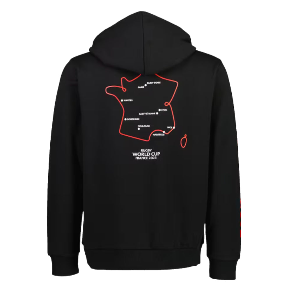 RWC 2023 Mens Pullover Map Hoodie (Black) Product - Sweat Tops Macron   