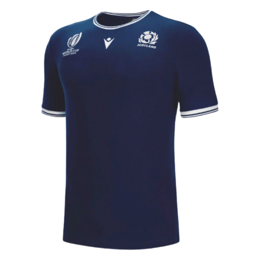 2023-2024 Scotland Rugby Polycotton Tee (Navy) - Kids Product - T-Shirt Macron   