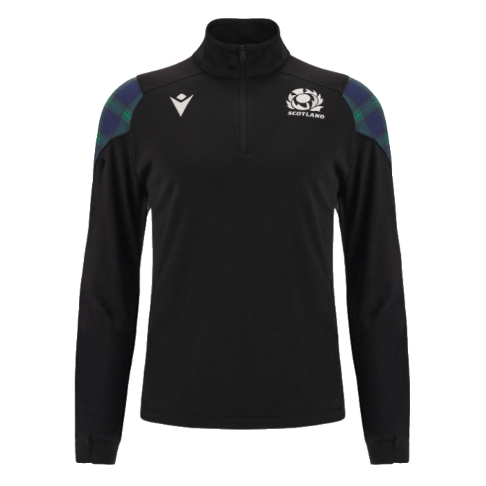 2023-2024 Scotland Rugby Half Zip Travel Fleece (Black) Product - Fleeces Macron   