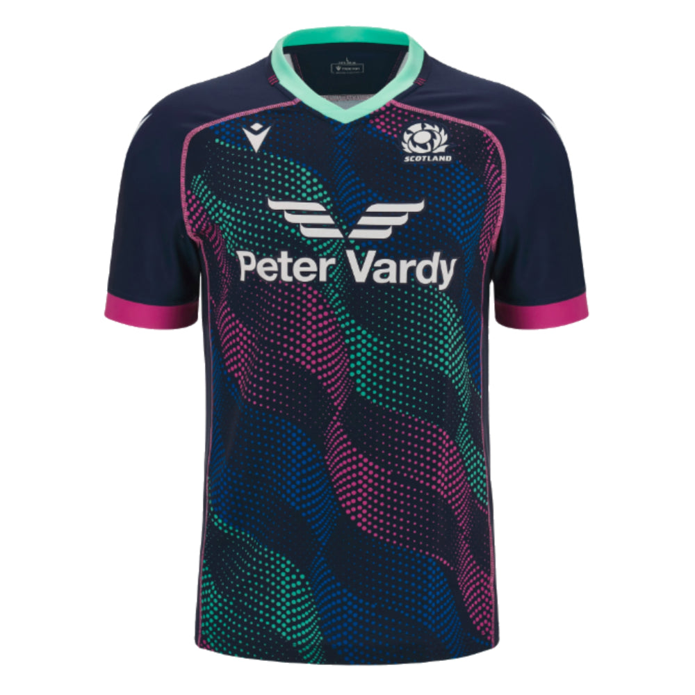 2023-2024 Scotland Rugby Wave Training Jersey (Navy) Product - Training Shirts Macron   