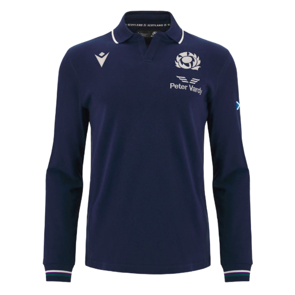 2023-2024 Scotland Home Long Sleeve Cotton Rugby Shirt Product - Football Shirts Macron   