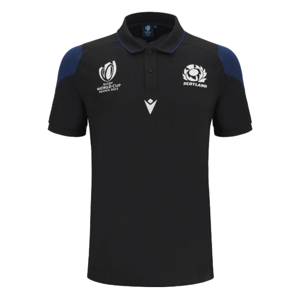 Scotland RWC 2023 Rugby Travel Polo Shirt (Black) Product - Polo Shirts Macron   