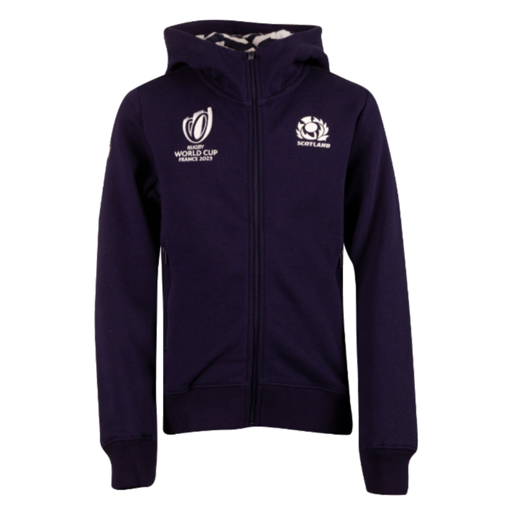 2023-2024 Scotland Rugby Zipped Hooded Sweatshirt (Navy) - Kids Product - Hoodies Macron   