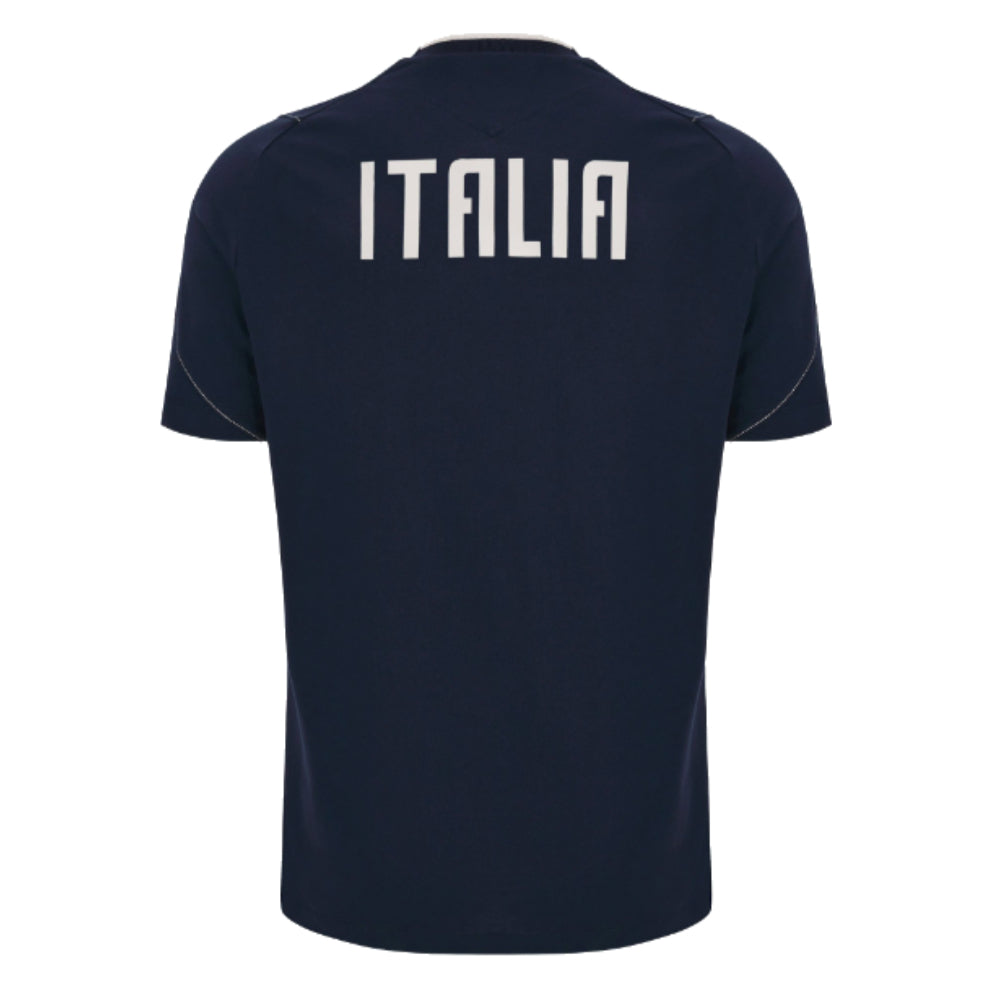 2023-2024 Italy Rugby Travel Player Shirt (Navy) Product - T-Shirt Macron   