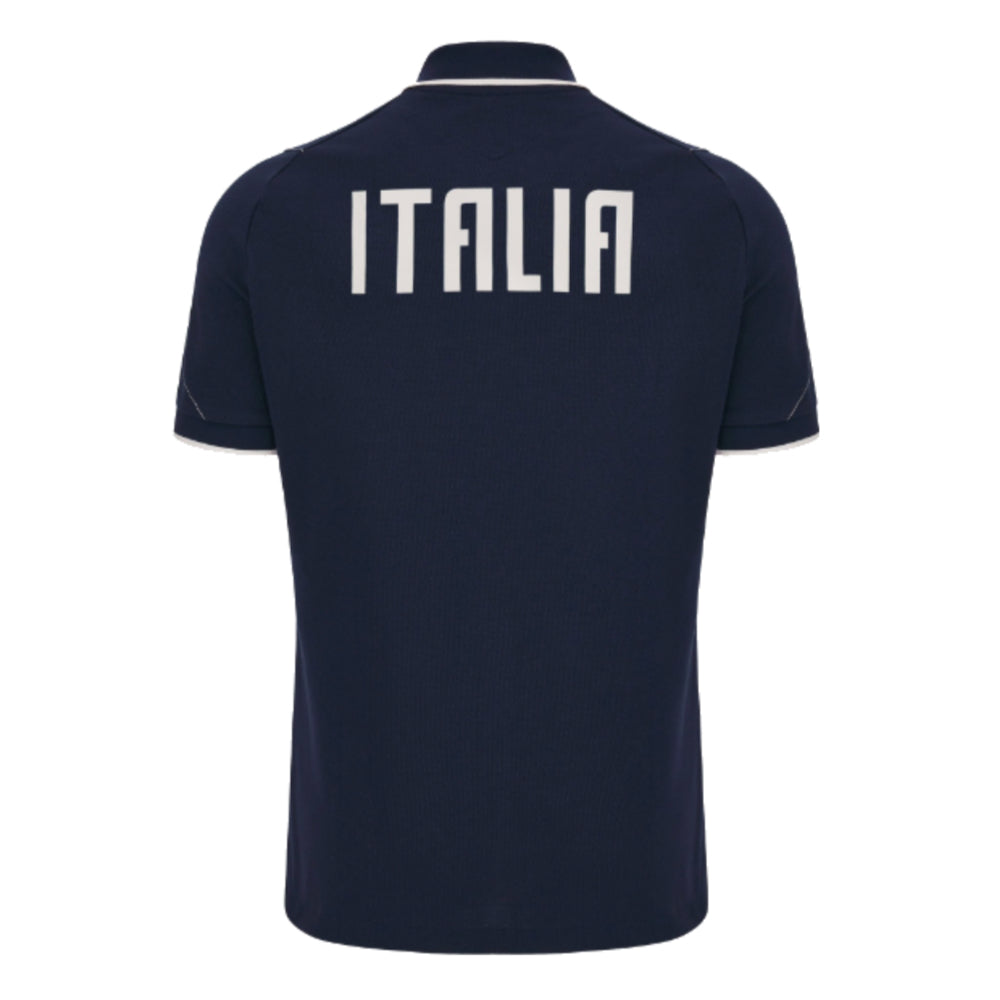2023-2024 Italy Rugby Travel Polo Shirt (Navy) Product - Polo Shirts Macron   