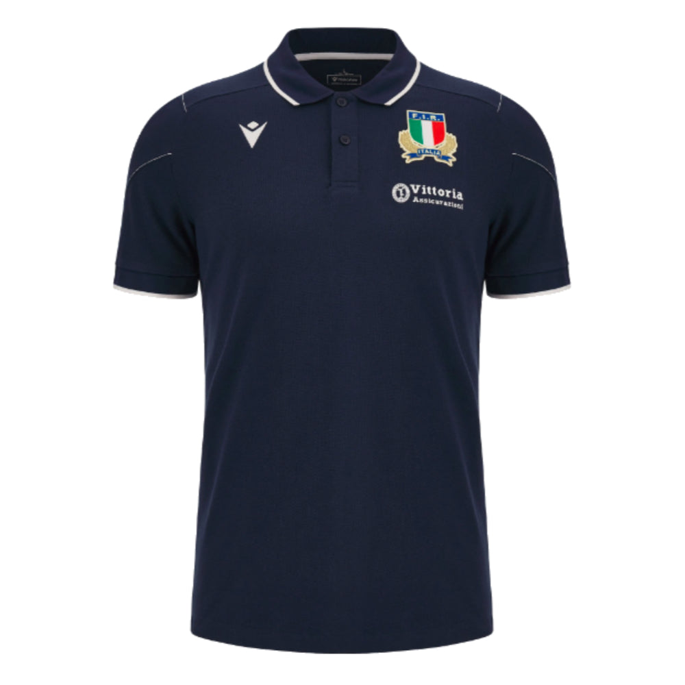 2023-2024 Italy Rugby Travel Polo Shirt (Navy) Product - Polo Shirts Macron   